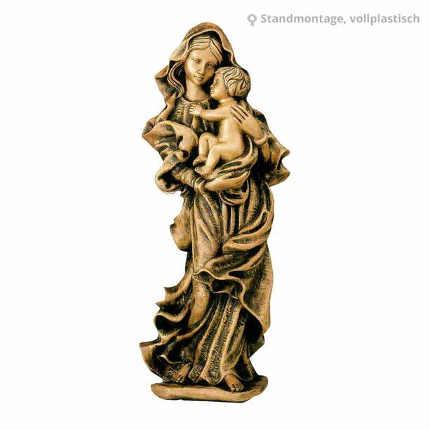 Skulptur Madonna mit Kind Bronze - Liebende Mutter