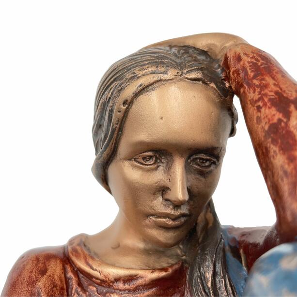 Handbemalte Bronze Frauen Skulptur - Frau mit Rose / unbemalt