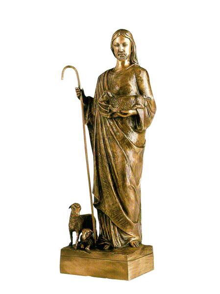 Bronze Skulptur Jesu Christi als Hirte - Christus Guter Hirte / 62,5cm (Hhe)