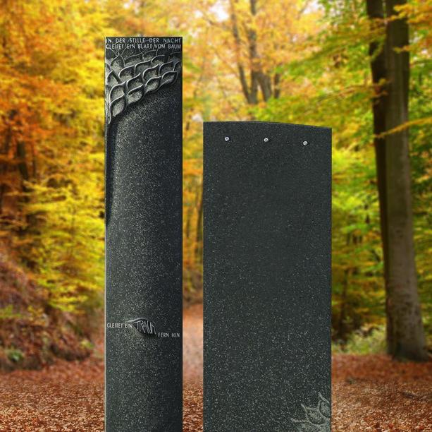 Schöner Grabstein zweiteilig schwarz aus Granit - Farinole