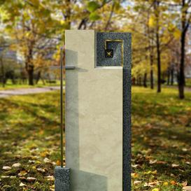 Einzelgrab Gedenkstein modern mit Metall Kreuz - Carmina