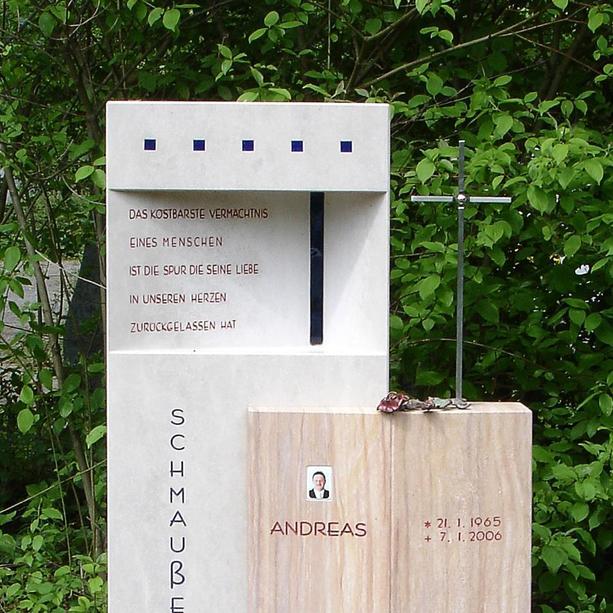 Designergrabstein für Urnengrab modern mit Kreuz - Empoli