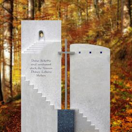 Grabstein Urnengrab mehrteilig Treppe & Kreuz - Porto Clara