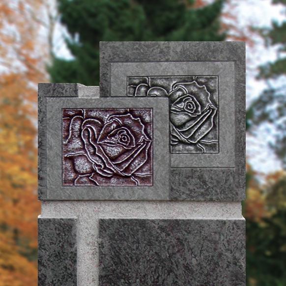 Grabstein Doppelgrab Granit Grabmalkunst mit Rose - Vienne