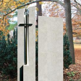 Urnengrabstein modern mit Metall Kreuz - Artema