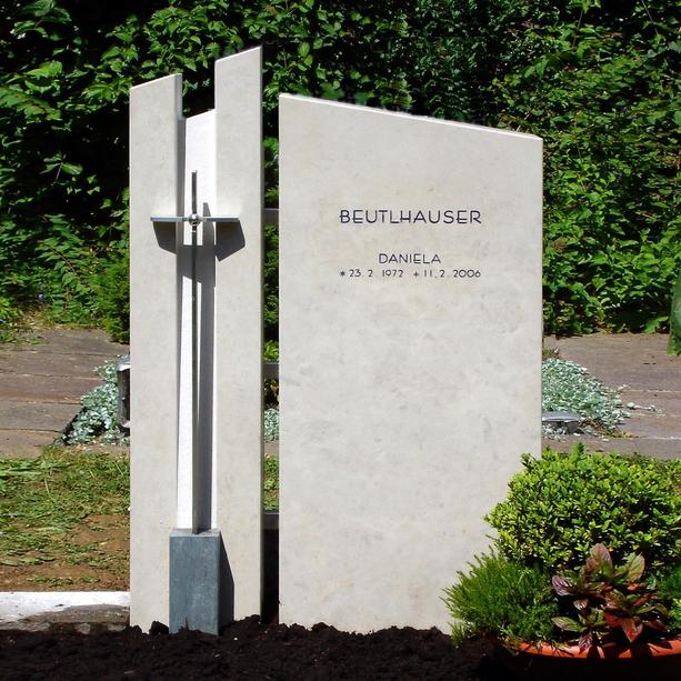 Zweiteiliges Familiengrabmal Naturstein mit Kreuz - Tellaro