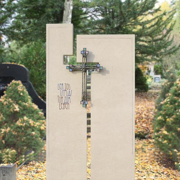 Urnengrabstein mit Bronze Kreuz kaufen - Capretti