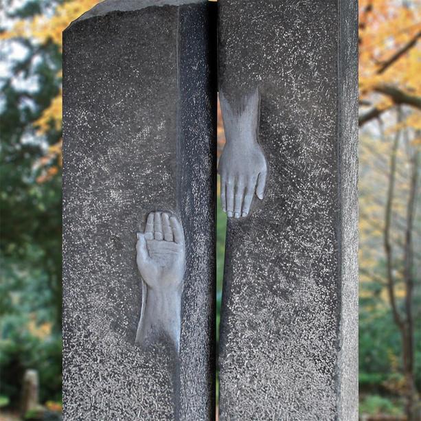 Grabdenkmal Familiengrab Granit zweiteilig mit Händen - Romano