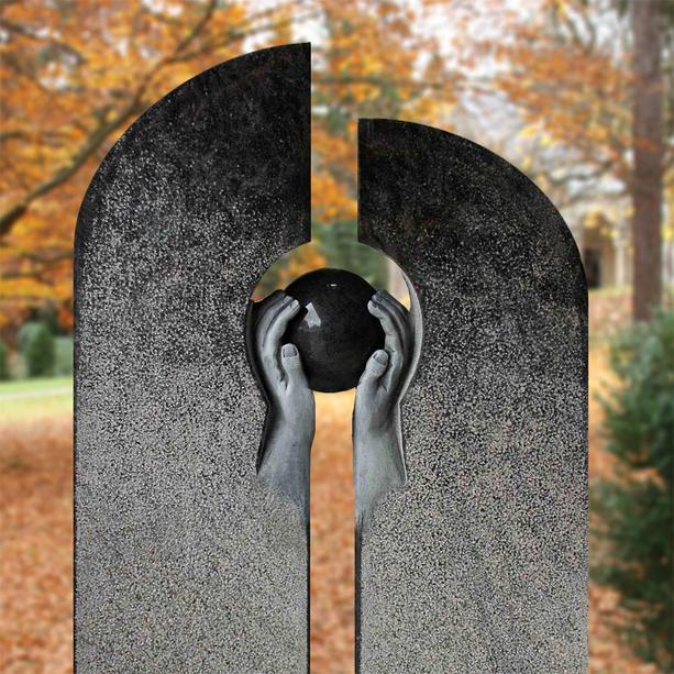 Urnengrabstein modern mit Granit Kugel - Elvino