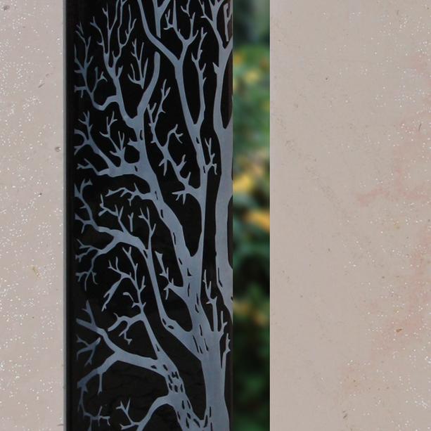 Grabmal Naturstein und Glas mit Baum Design - Bovino