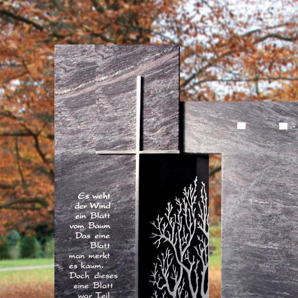 Besonders schöner Grabstein Granit modern mit Baum - Begato