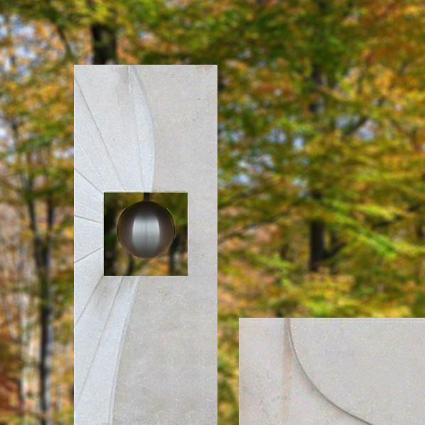 Grabstein Naturstein modern zweiteilig Kugel Gestaltung - Corona