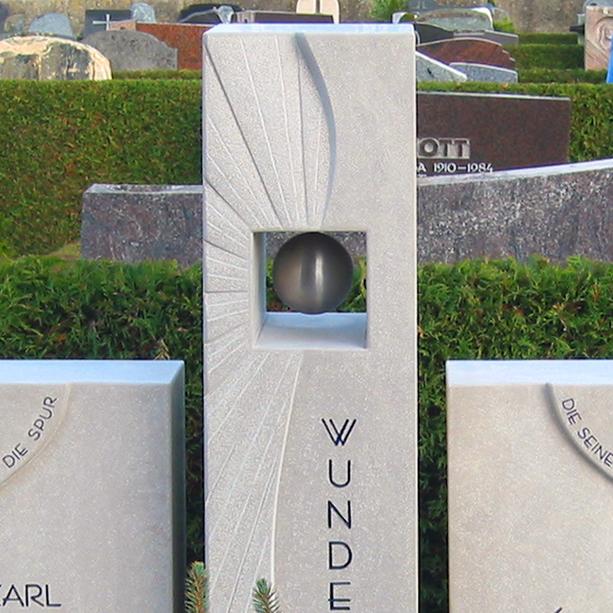 Großer Familiengrabstein modern mit Edelstahl Kugel - Verano