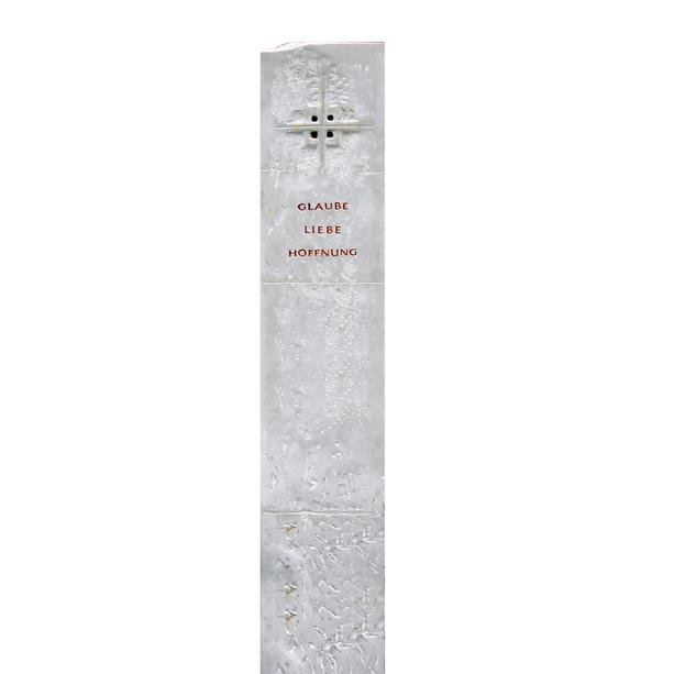 Doppelgrab Stele Naturstein mit Kreuz - Credo