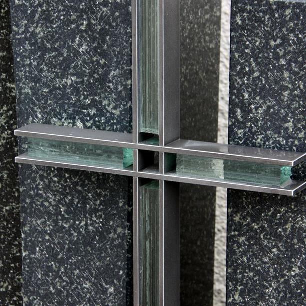 Zweigeteilter Granit Urnenstein mit Kreuz - Sagoma