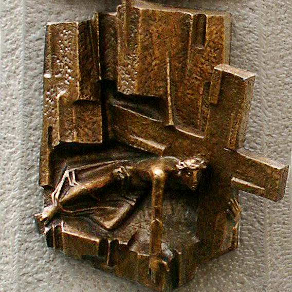 Grabmal Doppelgrab mit Jesus Christus Figur aus Bronze - Messia