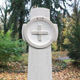 Grabdenkmal Doppelgrab Naturstein hell mit Kreuz - Antico