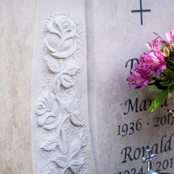 Doppelgrabstein Naturstein mit Rosen Gestaltung - Fiore