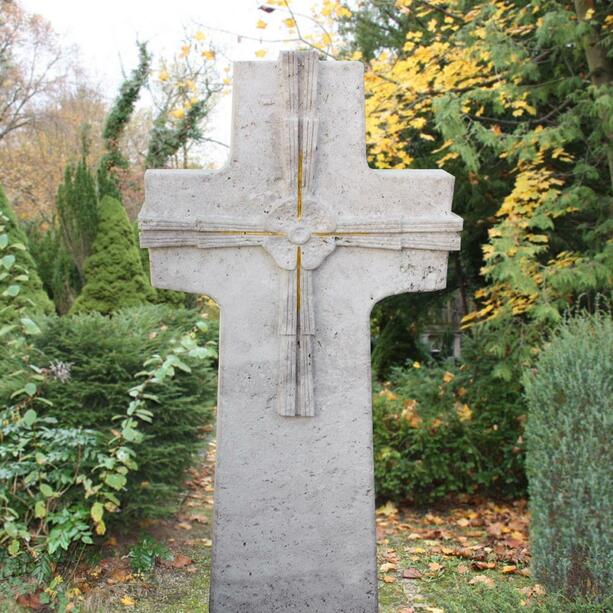 Urnengrabstein antik Naturstein mit Kreuz - Nostalgia