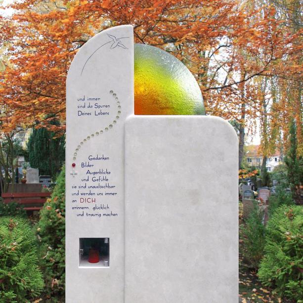 Gedenkstein Urnengrab Regenbogen Glas Grablicht - Lucida