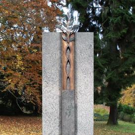 Modernes Doppelgrabmal mit Bronze Blättern - Antiqua