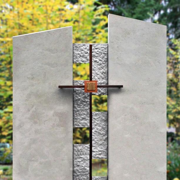 Urnengrabstein Naturstein Grabmalkunst mit Kreuz - Elevado