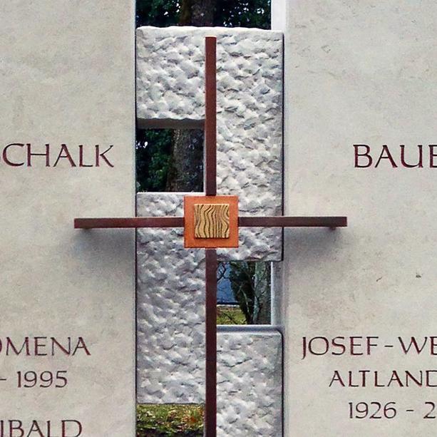 Urnengrabstein Naturstein Grabmalkunst mit Kreuz - Elevado
