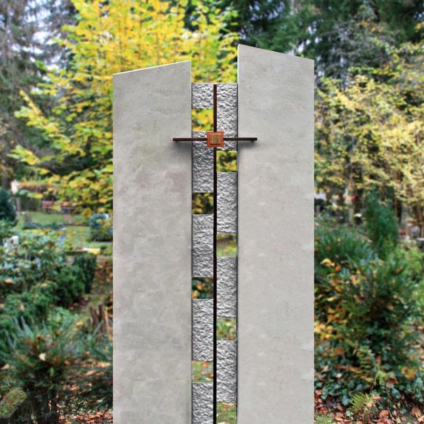 Grabstein modern Naturstein & Edelstahl Kreuz - Elevado