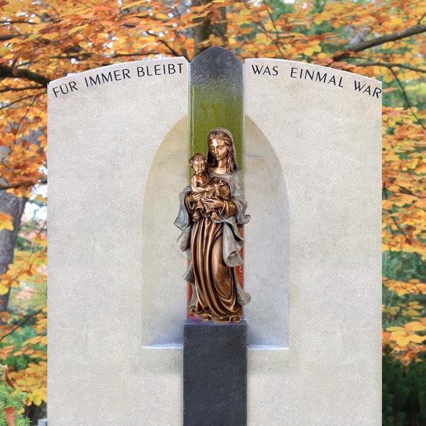 Stilvoller Grabstein mit Madonna Figur - Mea Domina
