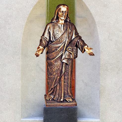 Grabstein Naturstein Bronze Figur Jesus Christus - Mea Culpa