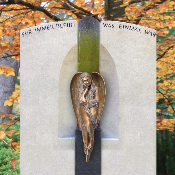 Grabdenkmal Kalkstein mit Bronze Engel Statue kaufen - Serena
