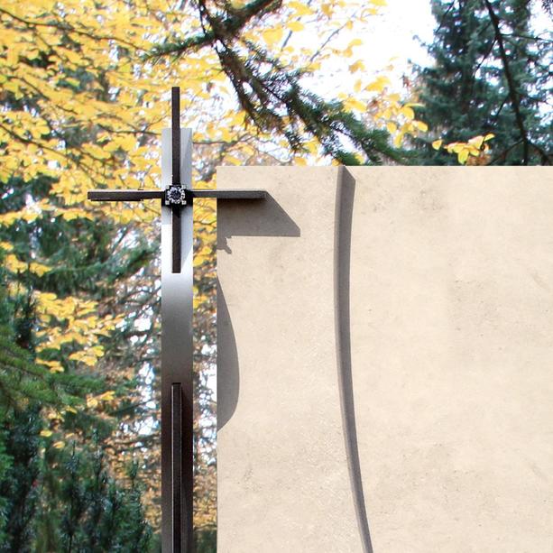 Wetterfestes Doppelgrabmal modern mit Kreuz - Devoza