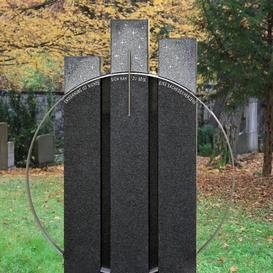 Granit Urnengrabstein dreiteilig Swarovski Design - Trias