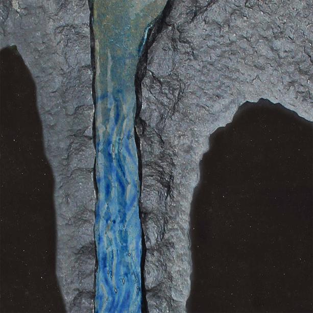 Exklusiver Urnengrabstein Granit & Glas blau - Aqua