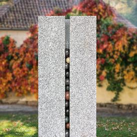 Helles Grabmal Granit modern zweiteilig vom Bildhauer -...