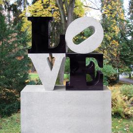 Grabstein Naturstein schwarz weiß LOVE Design - Love