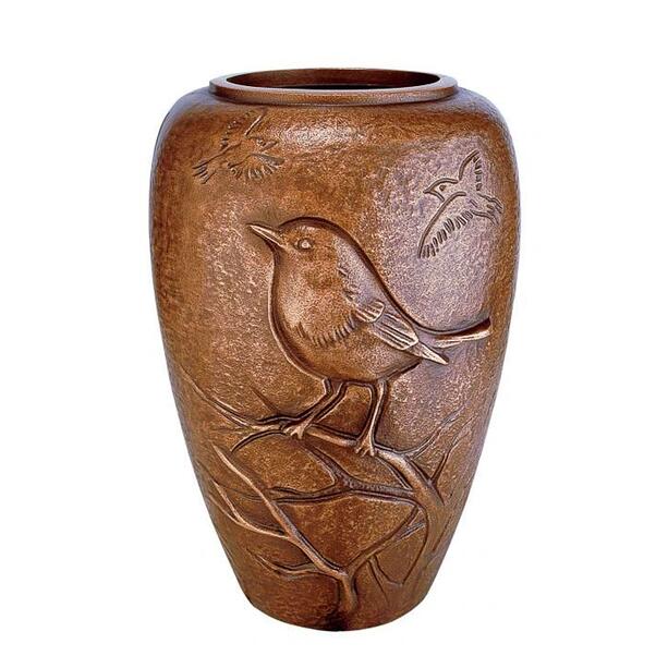 Schöne Bronze Grabvase mit Vogel - Persephone