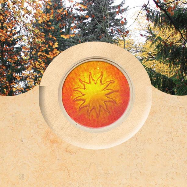 Sandstein Grabmal mit Glaseinsatz Sonne - Pepinot