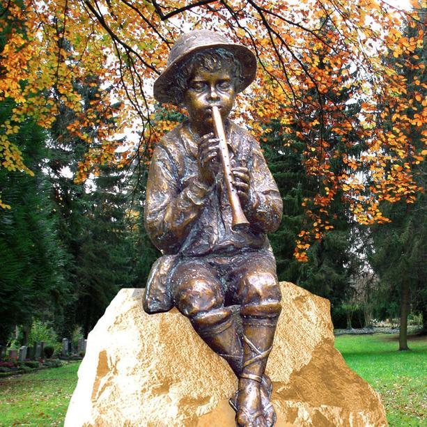 Grabmal mit Bronze Figur Flötenspieler - Randalin