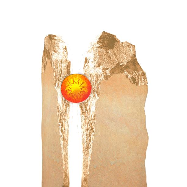 Sandstein Doppelgrabstein mit Sonnenglas - Majestroso