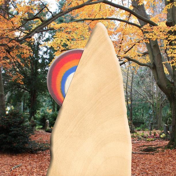 Moderner Grabstein mit Regenbogenglas - Regenbogenberg