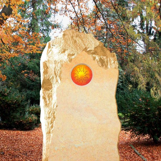 Naturstein Grabstein Kindergrab Glas Sonne - Polaris