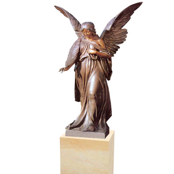 Sandstein Grabstein mit Bronze Engel groß - Silencia