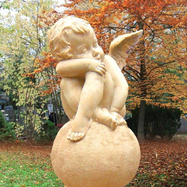 Stilvolles Grabmal mit Engel Figur Sandstein - Serius