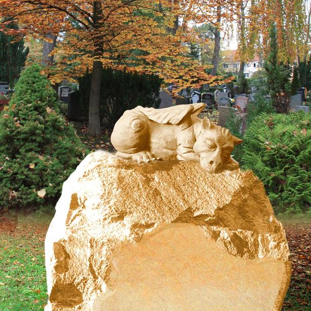 Felsen Grabstein mit Drachen Figur - Dragos