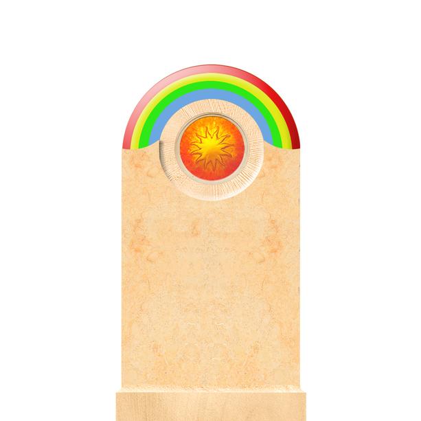 Grabgedenkstein mit Sonne & Regenbogen - Arkus