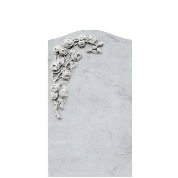 Wei�er Marmor Grabstein mit Blumen - Corianda