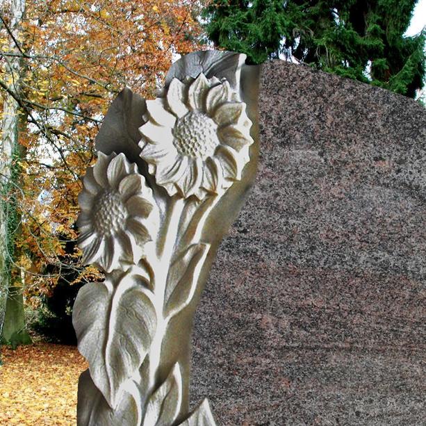 Urnengrab Grabstein Granit mit Sonnenblume - Florenzia
