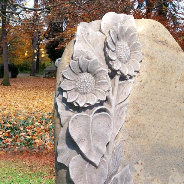 Naturstein Grabmal mit Sonnenblume - Florenzia