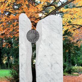 Grabmal zweiteilig mit Bronze Sonne - Sonnenschein